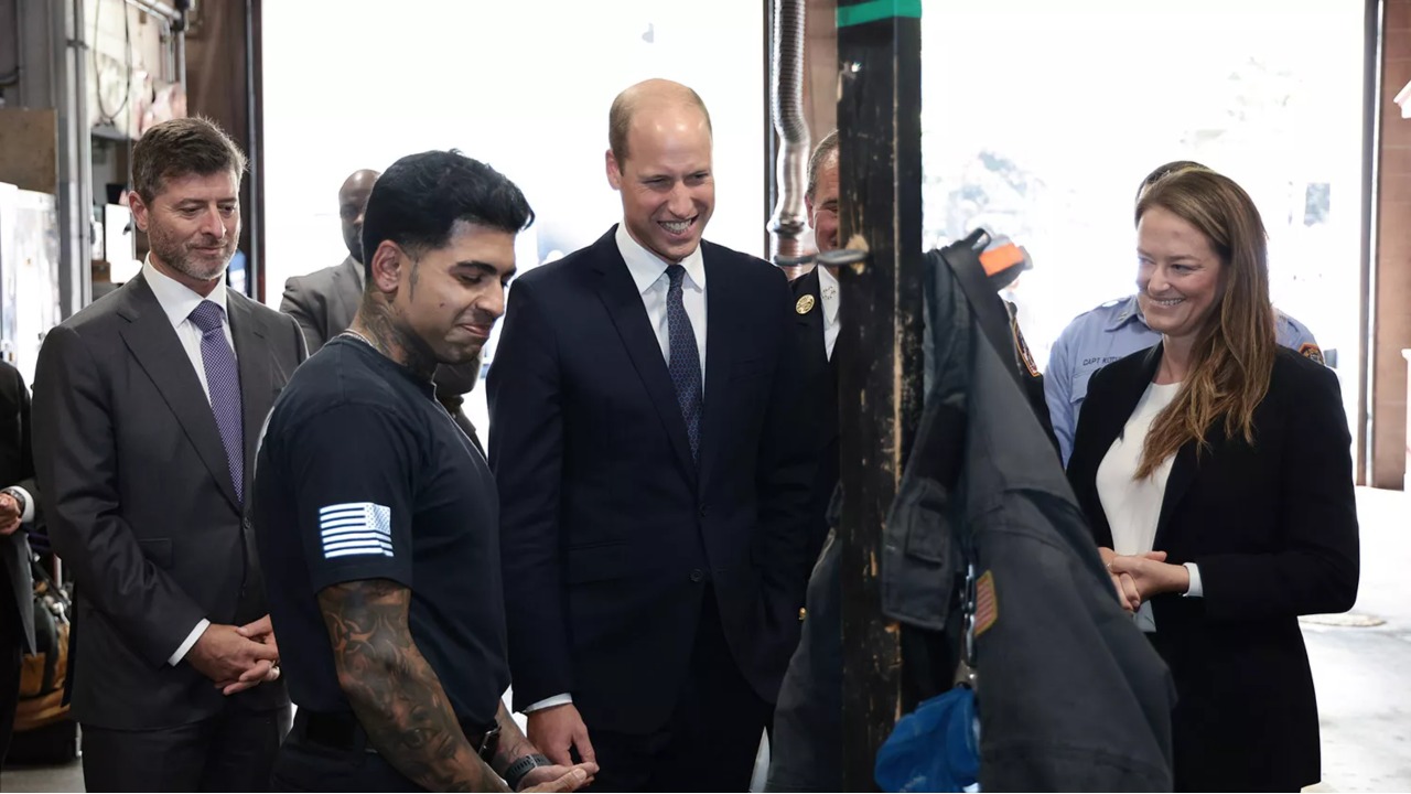 Prince William visits FDNY firehouse on Sept. 19, 2023. DIMITRIOS KAMBOURIS/GETTY